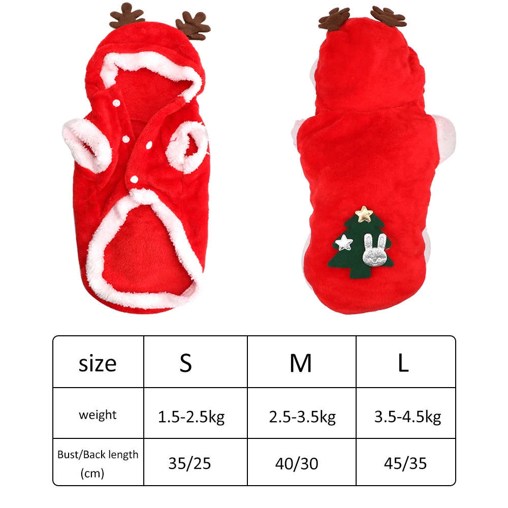 Christmas Dog Clothes Kitten Puppy Outfit Hoodie Pet Dog Clothes Warm Clothing Accessories Small Dogs Cats Santa Costume