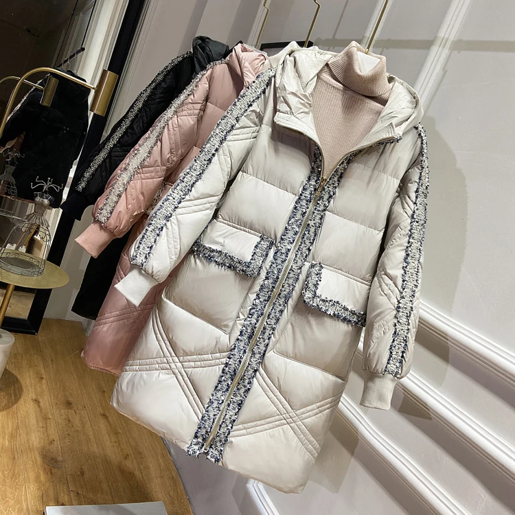 

2020 Duck Down Jacket Women Hooded Long Puffer Down Coat Winter Autumn Korean Jackets Piumino Donna KTL-2365 KJ3725