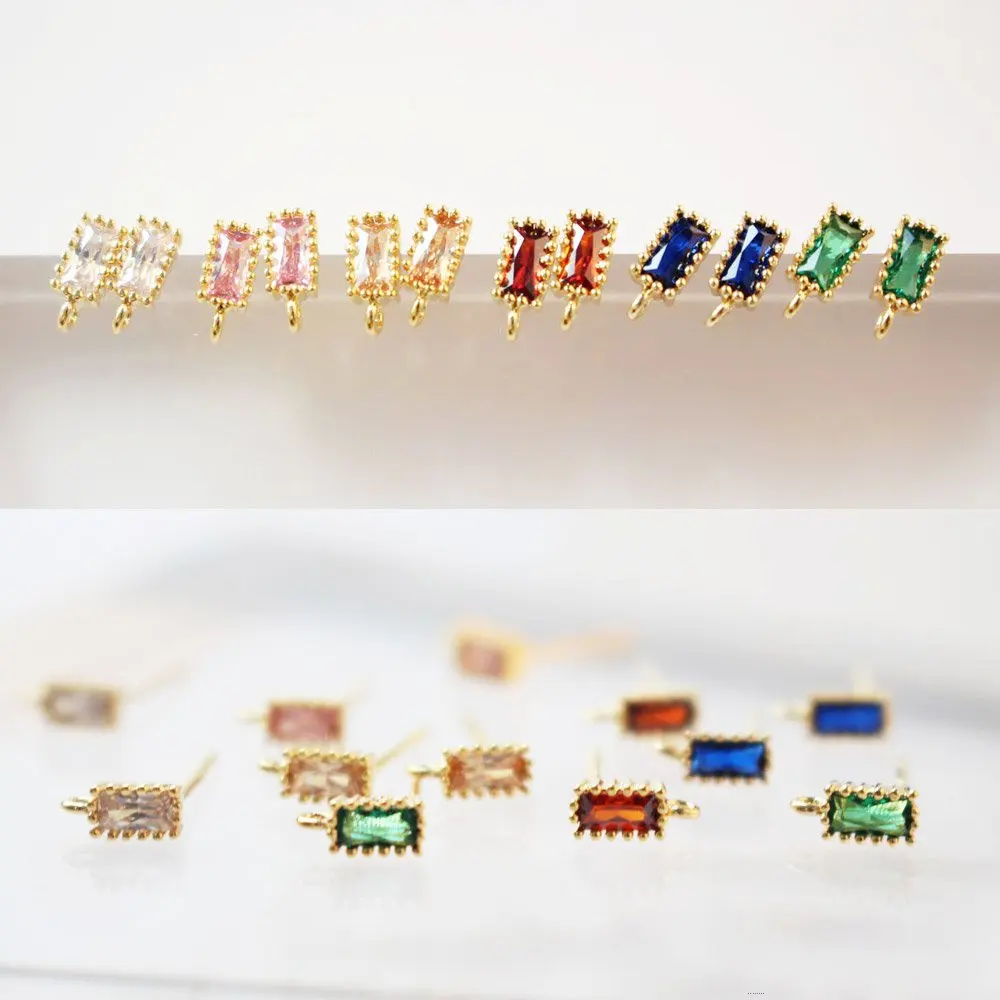 4 шт. Чарующее ювелирное ювелирные изделия делая ухо шпильки 18K позолоченные прямоугольные Циркон 925