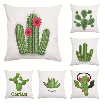

Cartoon Desert Cactus Series Cushion Cover Sofa Short Plush Pillow Cover Colorful Pillowcase Fresh Soft Home Decor