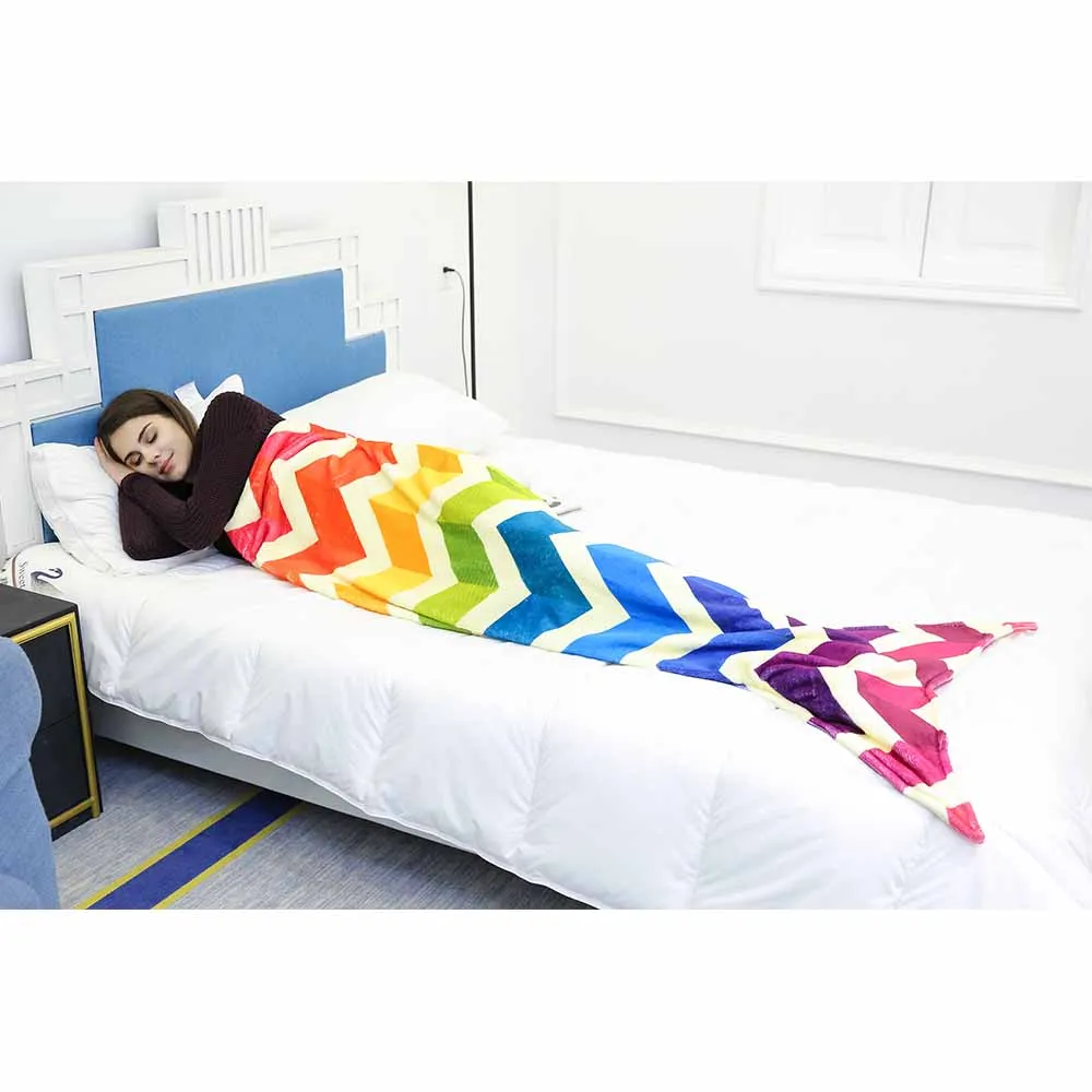 Мультяшное красивое красочное одеяло Русалочка зимнее мягкое фланелевое одеяло рыбий хвост для взрослых с рисунком рыбьей чешуи, одеяло для дивана