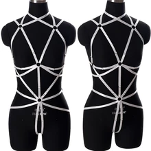 Сексуальное женское белье с ремнем на все тело, бюстгальтер с бретельками, топы с вырезами, пояс на грудь, Белый Готический бюстгальтер без косточек, размера плюс, для танцев