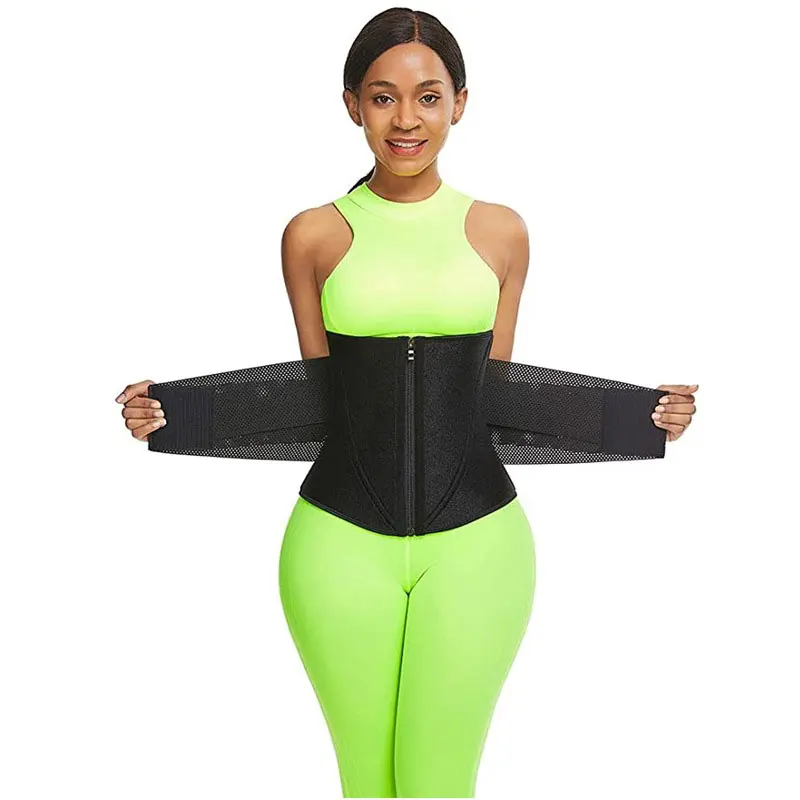 Zip Up Breathable Waist Trainer Shaper Fish Boned Gym Sports Workout Waist Support Men And Women Underbust Bustier Zipper Korset