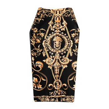 

Women Vintage Skirts Bohemia Pattern High Waist Graphic Bodycon Skirt Slim Midi Split Sexy Pencil Skirts Female Faldas SP522