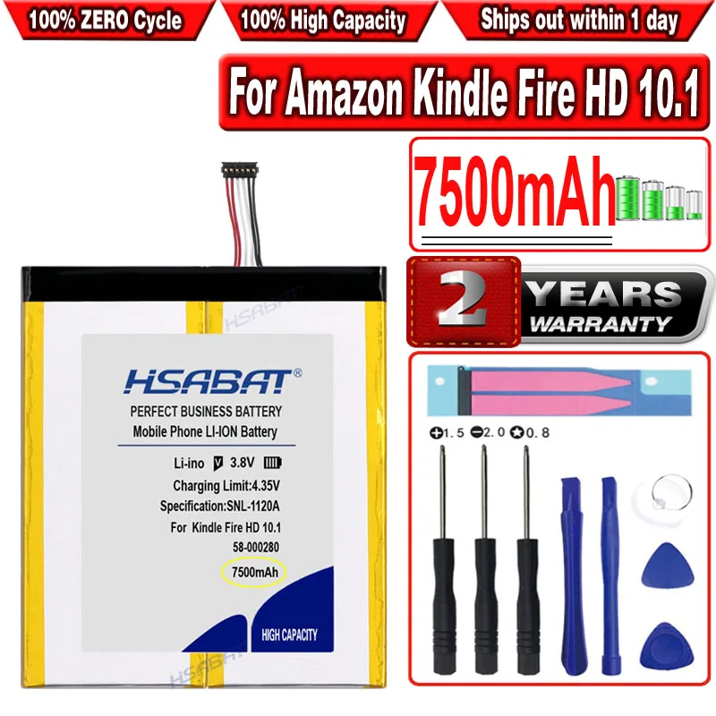 Аккумулятор HSABAT 7500mAh 26S1015-A 2955C7 58-000187 для Amazon Kindle Fire HD 10 1 7th SL056ZE | Компьютеры и офис