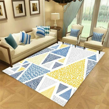 

Simple Style Geometric Carpet 3D Printing Loop-pile Velvet Indoor Corridor Kitchen Rug Bedside Mat Living Room Floor Area Rug