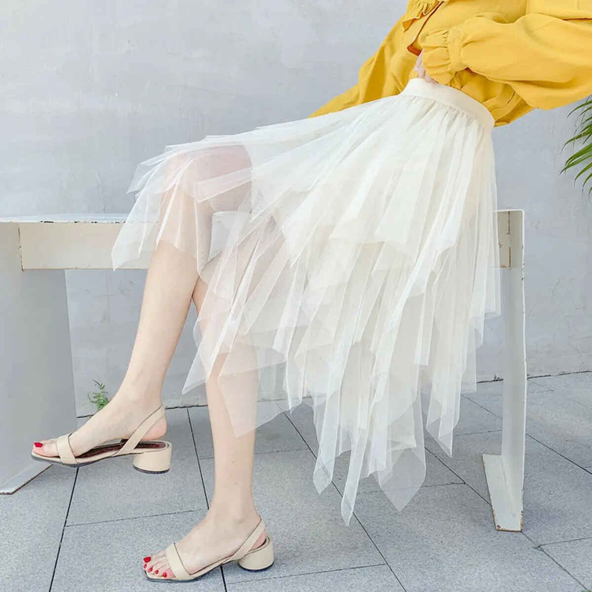 Irregular Tulle Skirt Women Summer High Waist Skirt Up Party Petticoat Fashion Casual Style New Irregular Tulle Skirt Women Summer High Waist Skirt Up Party Petticoat Fashion Casual Style New