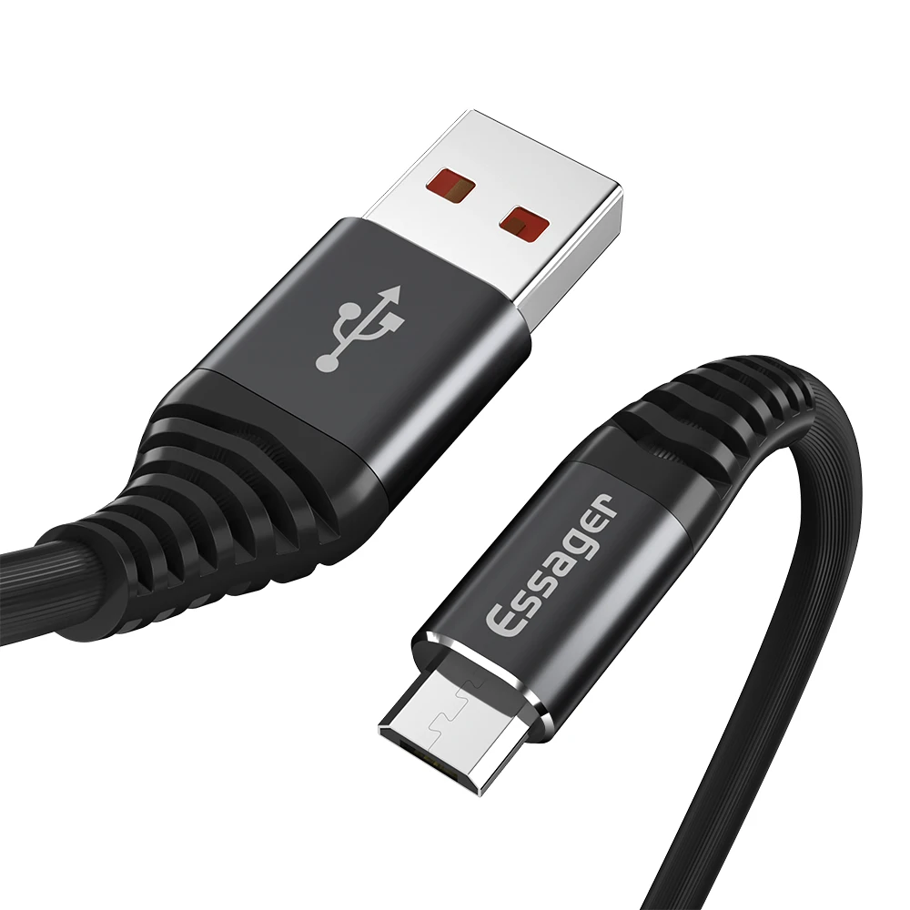 Новинка, Essager, Micro USB, быстрый кабель для Xiaomi, samsung, Аксессуары для мобильных телефонов, устойчивость к изгибу, USB кабели для мобильных телефонов - Цвет: 02 black