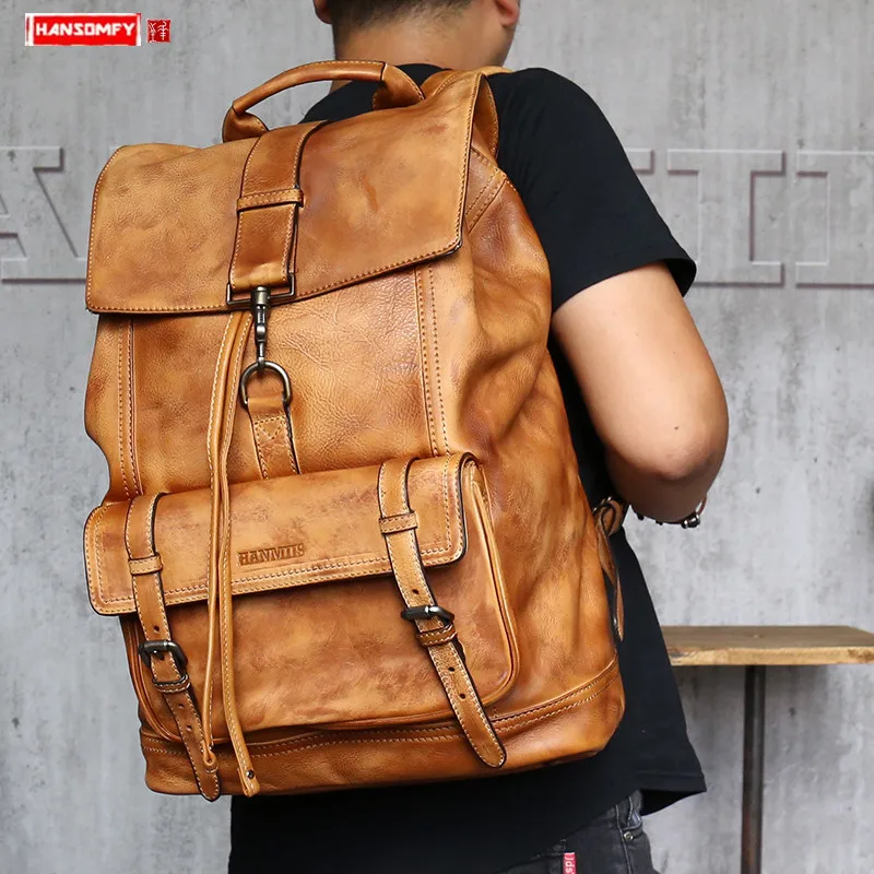 

The first layer of cowhide large capacity men's backpack travel bag men casual computer bags male full leather college backpacks