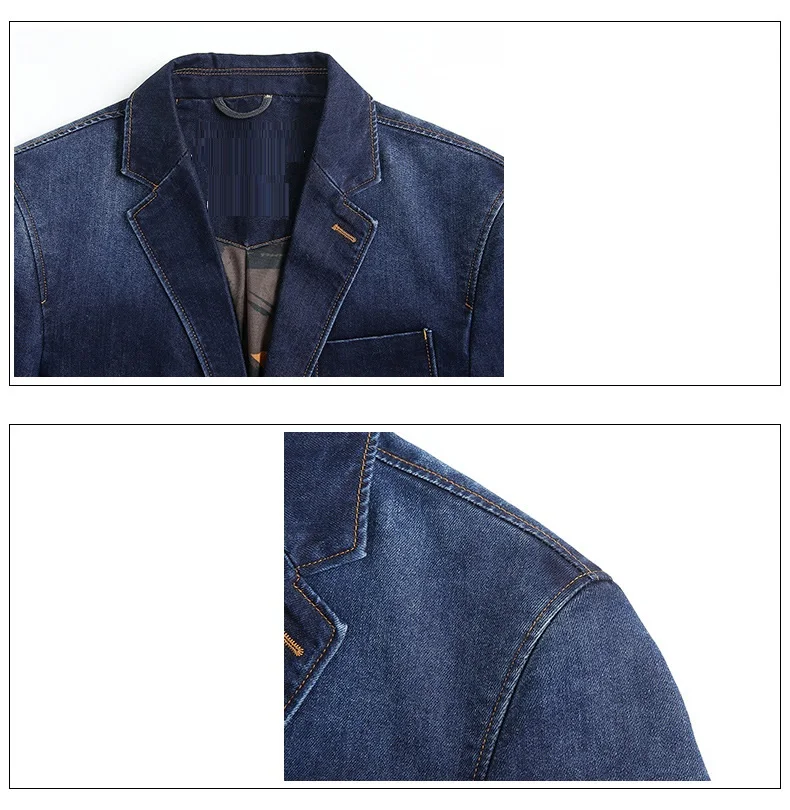 Men Denim Blazer Suit Jacket Single Breasted Pocket Casual Blouse Autumn Male Outwear Slim Man Cowboy Blazer Masculino men denim suit jacket