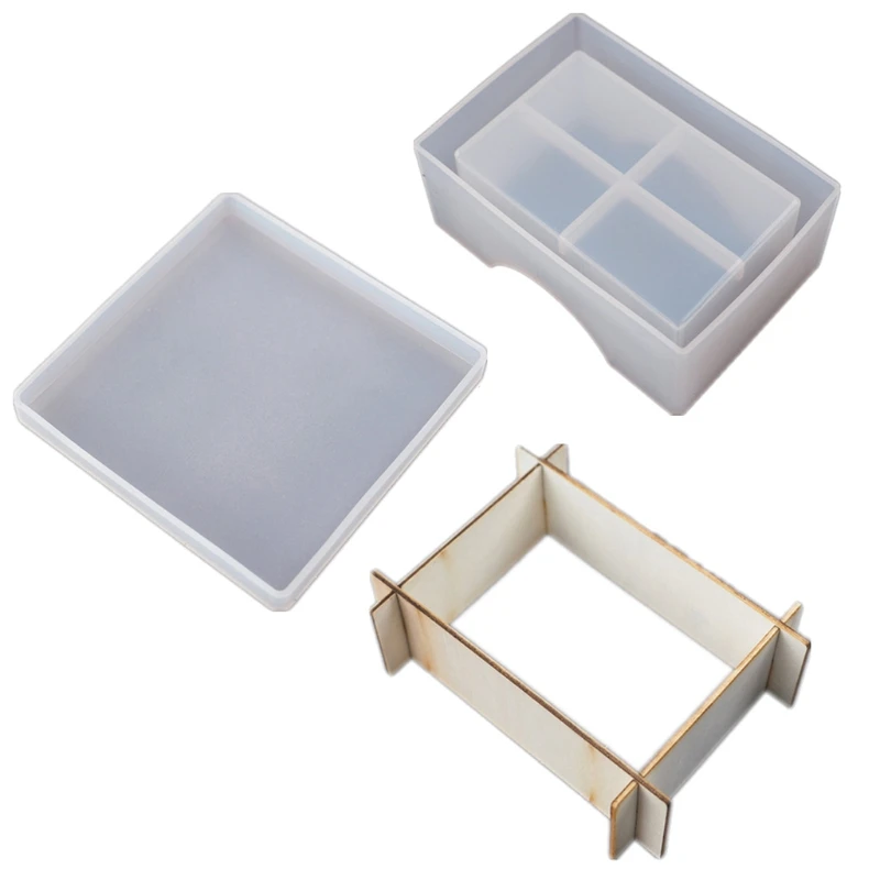 

DIY Sqaure Coaster Box Molds Coaster Display Stand Resin Casting Mold Hold Up to 4 Coaster with Holder Epoxy Resin Mould