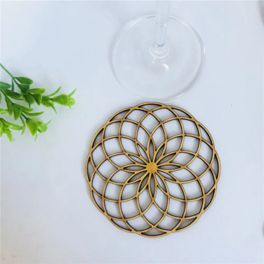 Geometric Wood Cut Party Table Coaster Flower of Life Party Sign Wedding Home Wall Decoration Hanging Unique Gifts Supplies Geometric Wood Cut Party Table Coaster Flower of Life Party Sign Wedding Home Wall Decoration Hanging Unique Gifts Supplies