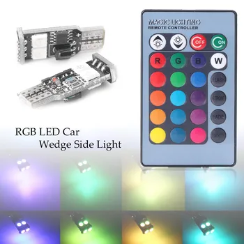 

Unviersal Car DC 12V 6 Super T10 5050 RGB Colorful SMD LED Light Bulb 360 Degrees + Wireless Remote Controller w/ Battery CR2025
