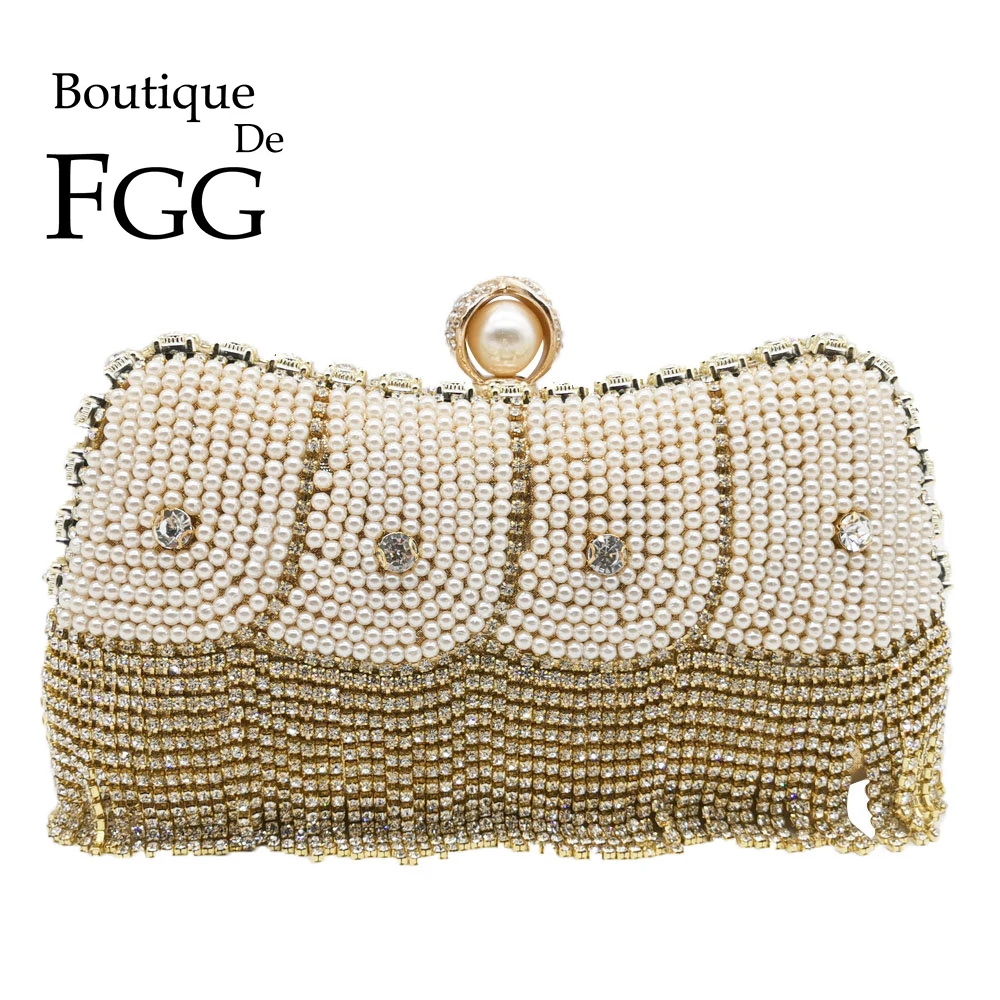 Boutique De FGG женские золотые вечерние сумки с кристаллами и кисточками кошельки