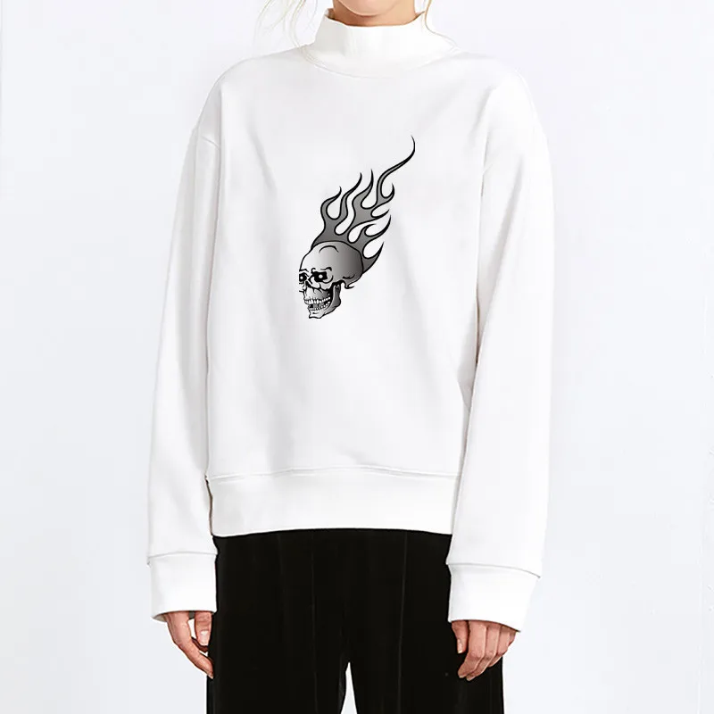Lychee, Harajuku, мультяшный принт огня, женский свитер, свободный, вырез лодочкой, женские пуловеры, повседневные, весна-осень, дамские свитшоты, топы