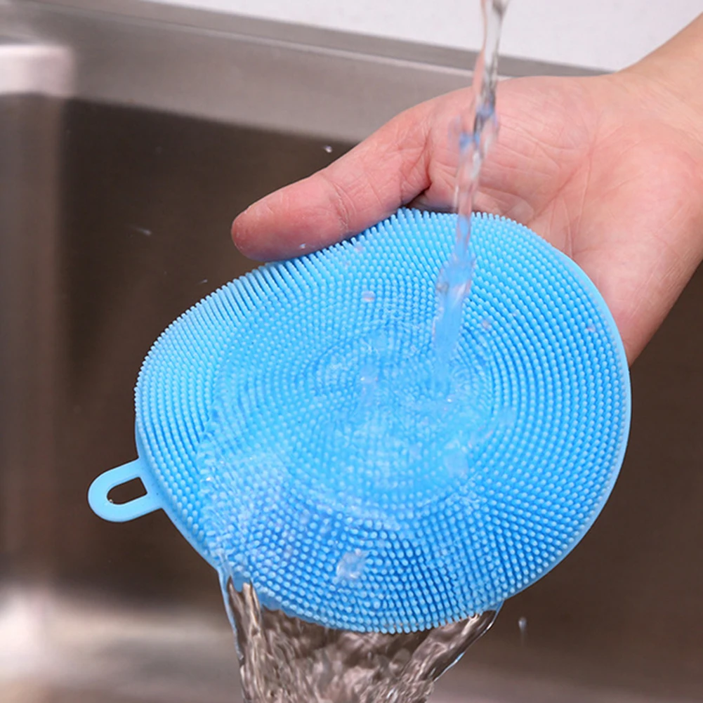 Силиконовая круглая чаша, сковорода горшок Чистка стирка щеточка для очищения домашний кухонный инструмент Pad