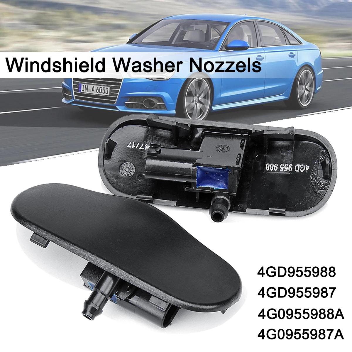 Amzparts Left Right Heated Windshield Washer Nozzle Set For A6//S6//Avant A7 RS7 4G8955988 4GD 955 987