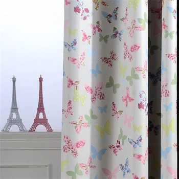 

Cortinas Curtain Luxury Voile Tulle Living Room Kitchen Bedroom Kids Flower Colorful Butterfly Rome Blackout Curtain W-AG395#4