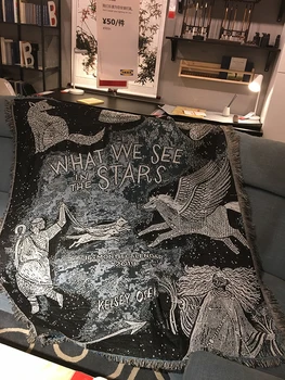 

Black And Gray Universe Starry Sky Astronomy Tapestry Blanket Sofa Decorative Cotton Blankets Throw Knitted 90x90 For Home Decor