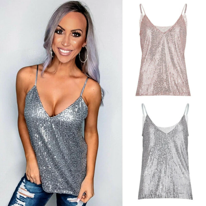 womens sparkly vest tops