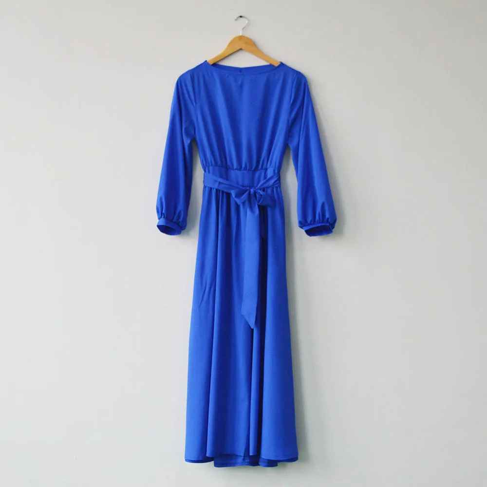 Осень-зима, французские вечерние платья, элегантное женское платье большого размера, синее модное платье, винтажное платье с рукавом-фонариком, повседневные Черные платья макси
