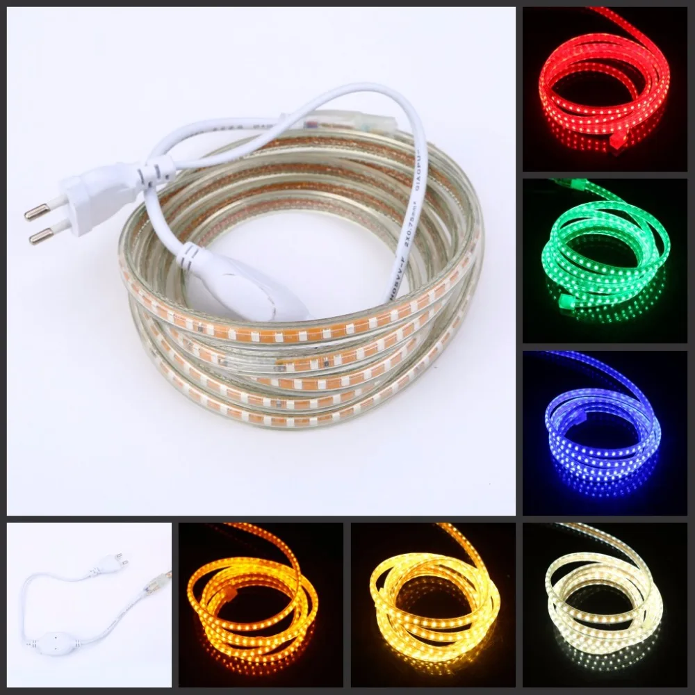 #Best 220V led strip SMD 2835 120led M 1m 2m 3m 5m 10m 100m Waterproof Flexible tape light EU power plug 23key 11key dimmer controller