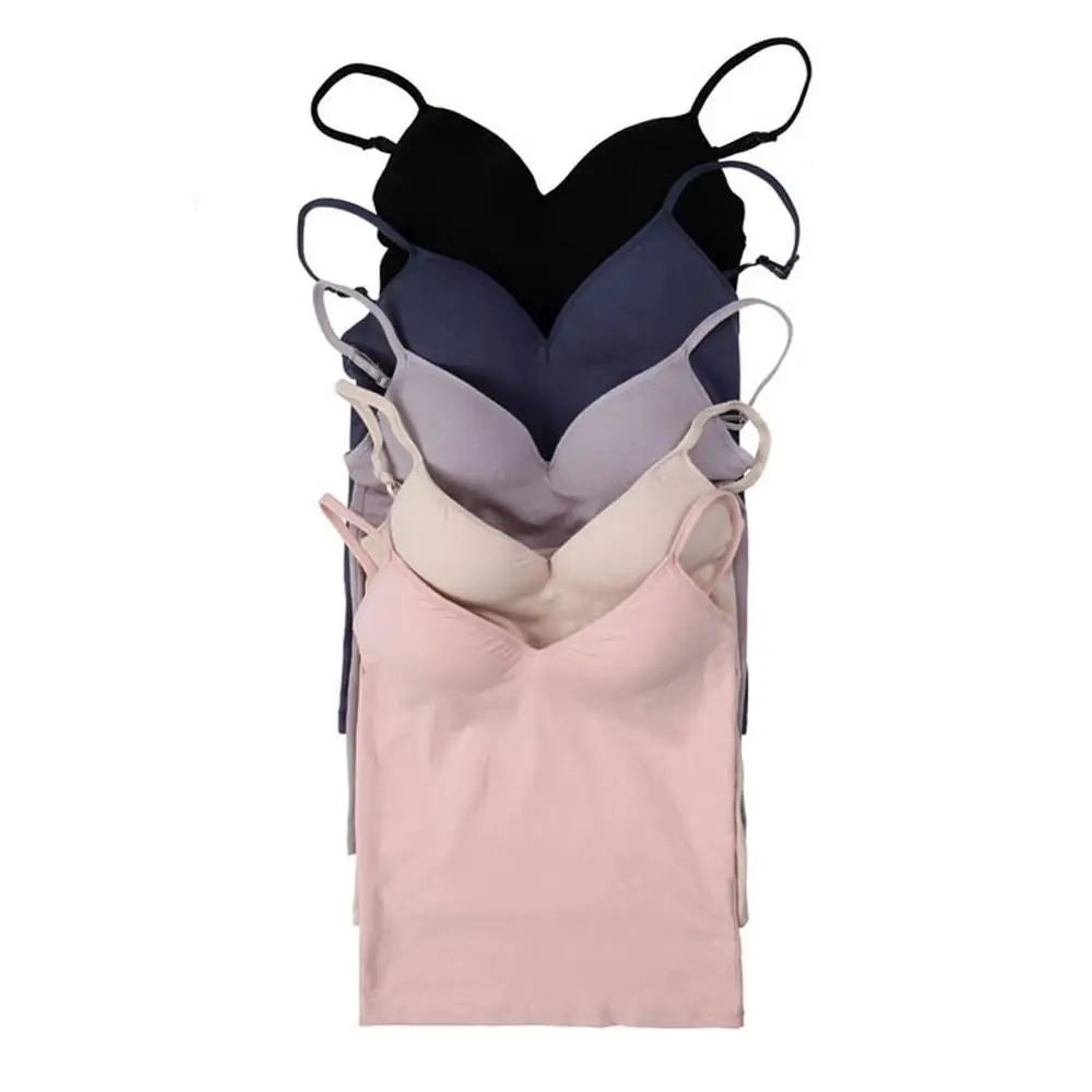 

Korean Style Slim Tank Top Solid Color Modal Suspender Sleeveless Ladies Vest V-tie Chest Pad Regular Soft Hand Washable Tee