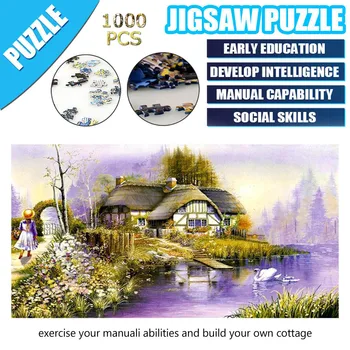 

toys for kids Paper Jigsaw Puzzle 1000 pieces wooden toys puzzles for adults Educational Toys Decoration Stickers Thatched Girl