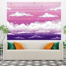 

Laeacco Sky Waves Mountains Scenery Tapestry Wall Hanging Boho Mandala Wall Tapestry Beach Towel Blanket Yoga Sleeping Pad