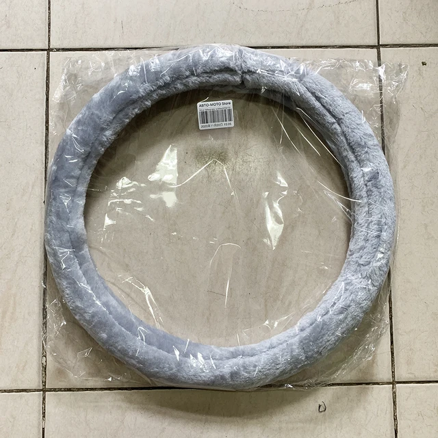 Fur car steering wheel cover, plush car steering wheel cover (38 cm handlebar diameter) Gray