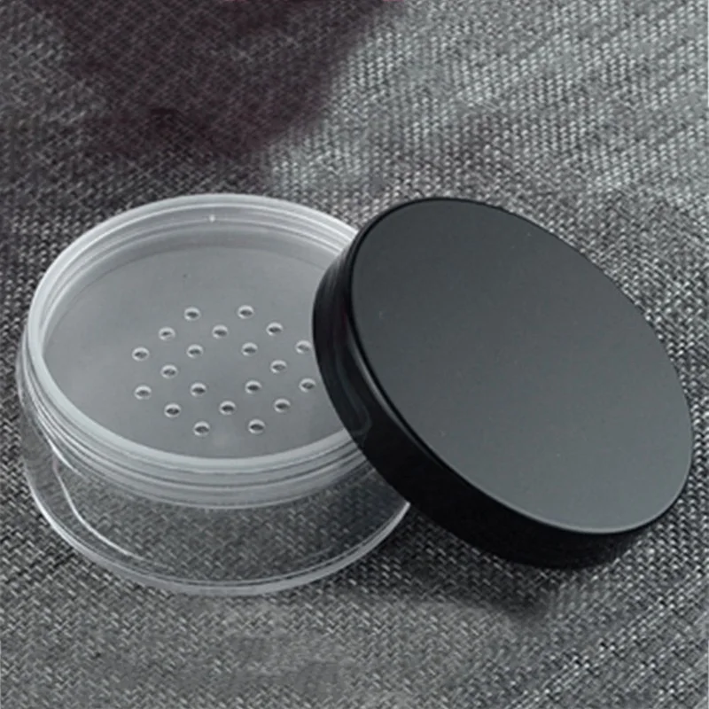 30g/50g Plastic Loose Powder Jar With Sifter Empty  Cosmetic Container Black Matte Cap Makeup Compact Portable Loose Powder Box 24 round wall mounted mirror for bathroom bedroom entrance powder room black