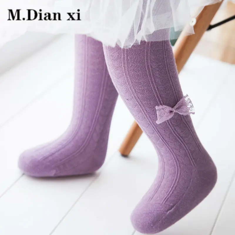 Милые весенние детские Колготки хлопковые милые кружевные колготки с бантом для