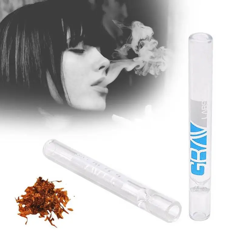 1pc White Portable Glass Tobacco Pipes 105*7mm Mini Health Hookah Tube Holder Weed Grinder Lighter Cigarette Smoke Accessories