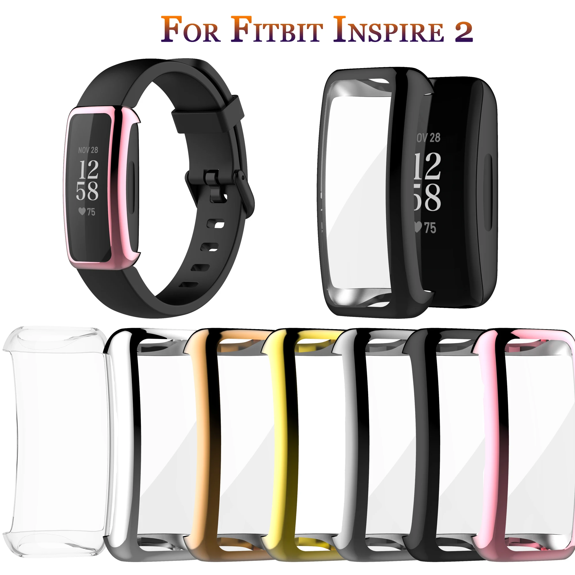 

Soft TPU Case For Fitbit Inspire 2 Protective Clear Watch Shell Waterproof Screen Protector Case Cover For Fitbit Inspire2 Watch
