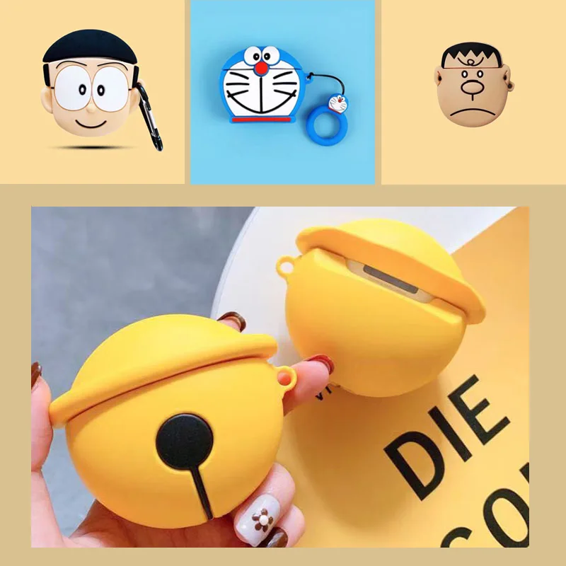 

Designer V Silicone headphone case for airpod cover 2 cute for apple bluetooth earphone case Cartoon 3D earbud cases Doraemon