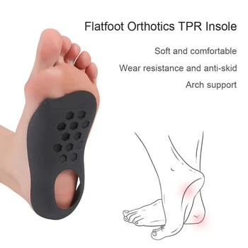 

Insole Unisex Flatfoot Orthotics TPR Insole for Flat Foot O-shaped Legs Arch Support Plantar Fasciitis Shoes Orthotic Pad