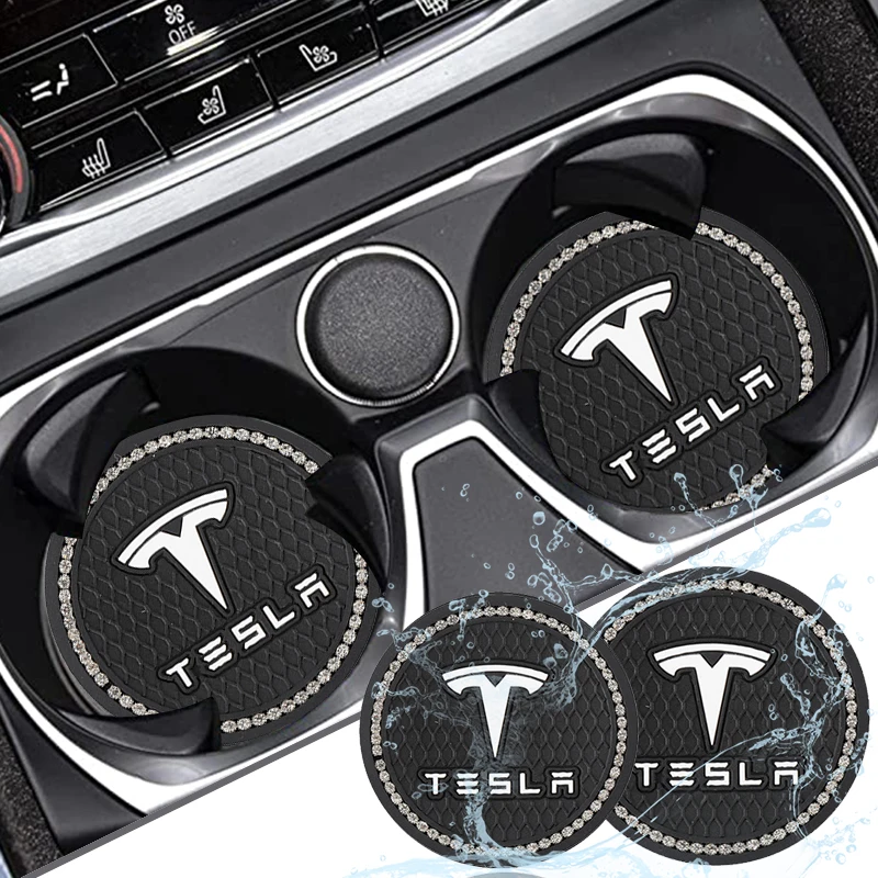 1 Pcs Diamond Car Coasters Silica Gel Anti-slip Pad Mat For Tesla model 3 2021 s x y invader bonina cruze hilux car accessorie | Автомобили