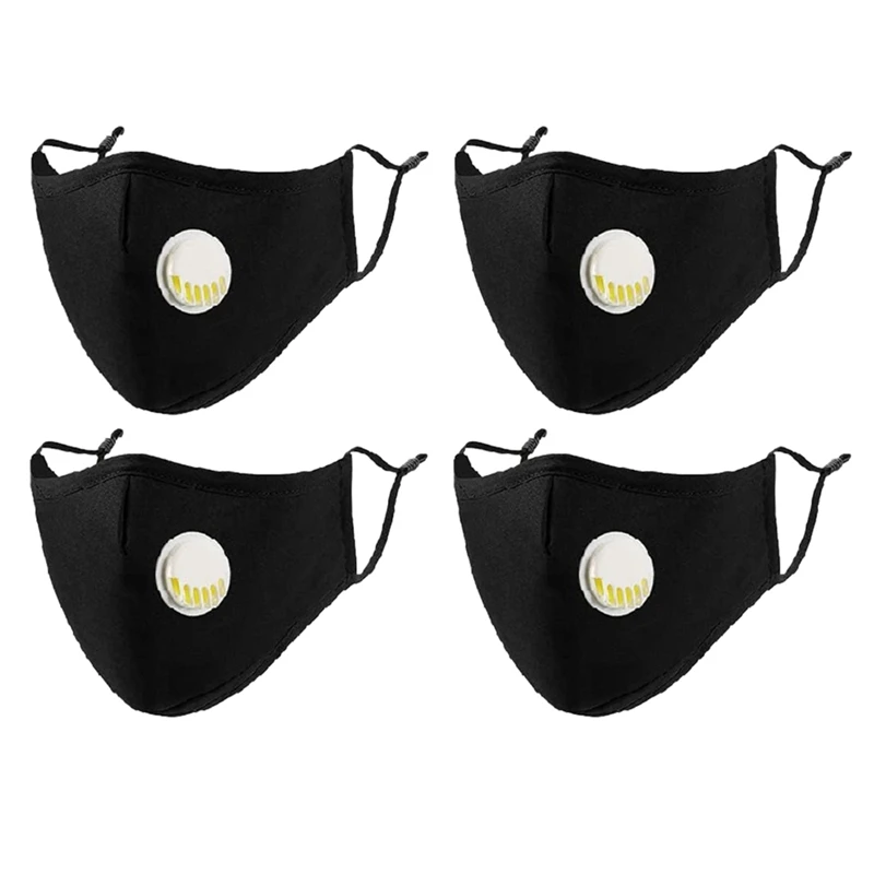 

4Pc Mask with Respirator Valve Adjustable Mask for Men and Women Dustproof and Anti-Smoke Mask Protective Mask