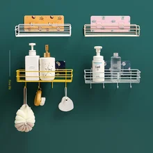 

Wall Mounted Bathroom Shelves Floating Shower Hanging Basket Shampoo Holder Bathroom Shelf Storage Organize Without Drilling