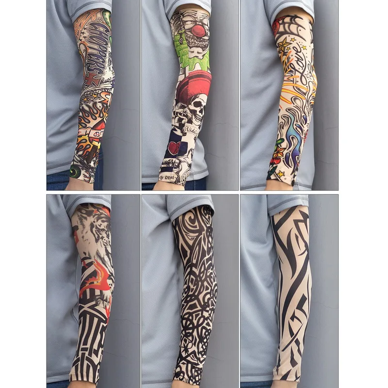 28 цветов для мужчин и женщин, солнцезащитный крем для рук, поддельные татуировки, нарукавники, УФ крутые рукава, манжеты, спортивные эластичные чулки, гетры для рук