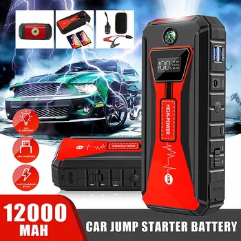 

Car Jump Starter Portable Emergency Charger Lithium Ion Battery 12000mAh Power Bank Car Booster Starting Device Waterproof