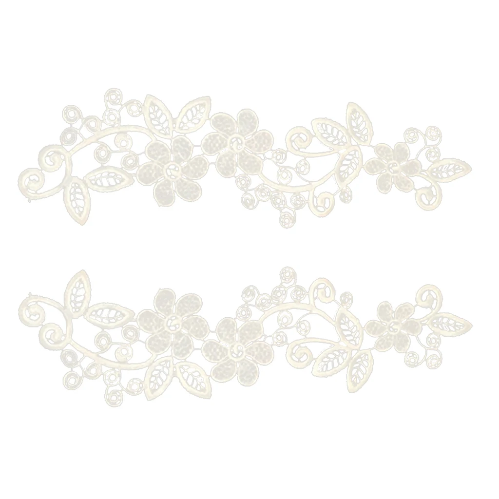 1 Pair White Embroidered Floral Neckline Lace Collar for DIY Sewing Craft 1 Pair White Embroidered Floral Neckline Lace Collar for DIY Sewing Craft