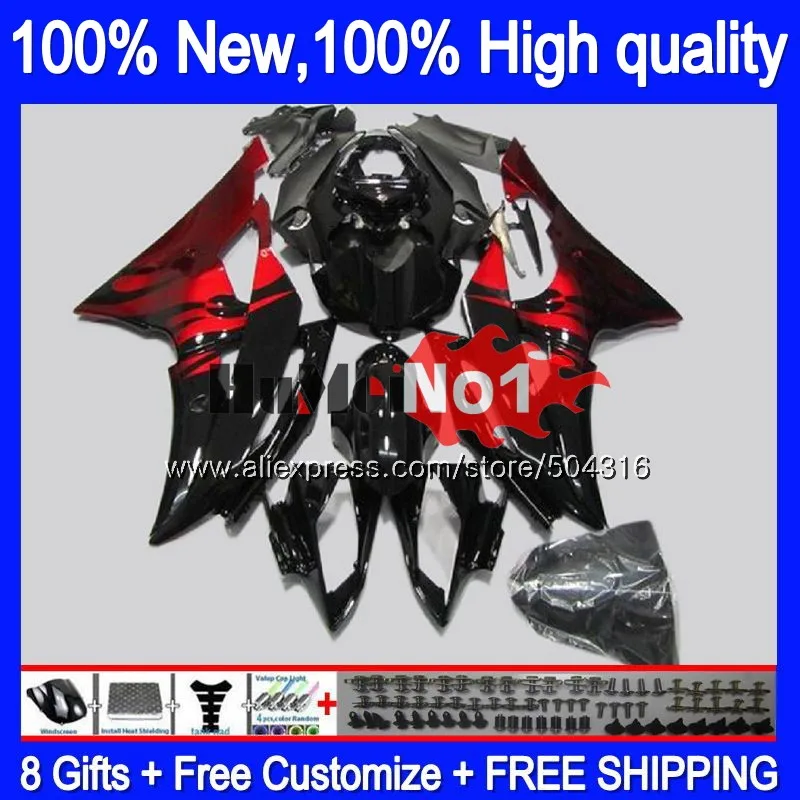 YZF-R6 для YAMAHA YZF R6 YZF-600 YZF 600 R 6 43MC. 135 YZF600 YZFR6 2008 2013 08 13, 14, 15, 16 лет Обтекатели Красный Пламя
