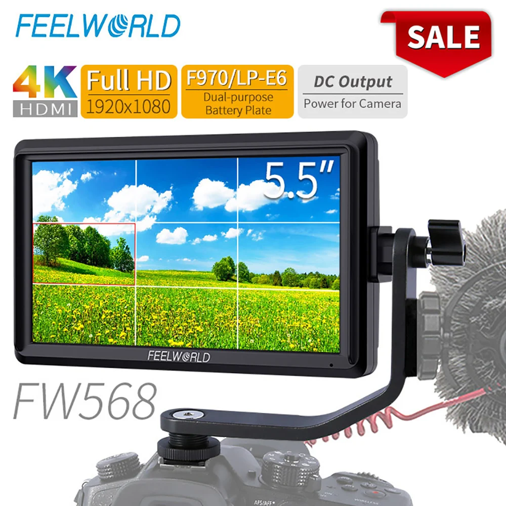  FEELWORLD FW568 5.5 inch DSLR Camera Field Monitor 4K HDMI Full HD 1920x1080 LCD IPS DC Output Vide