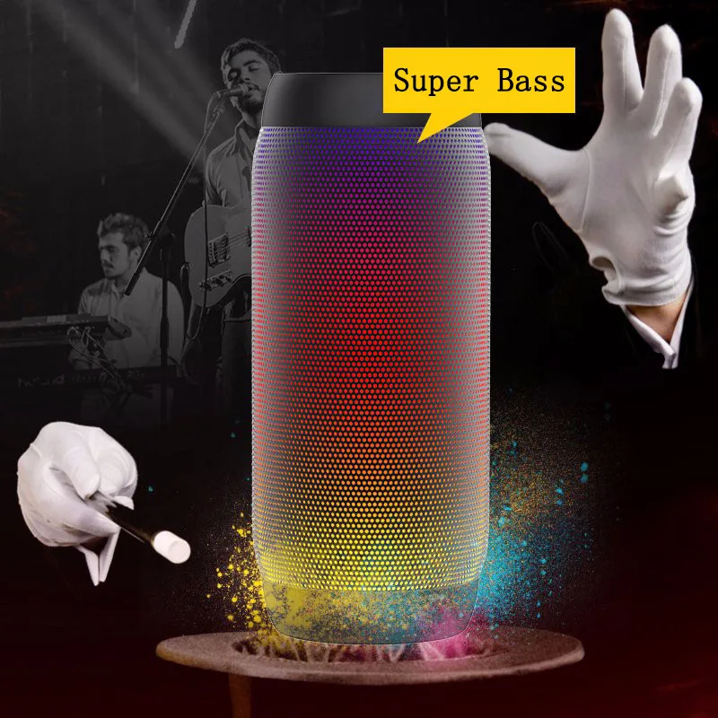 

Portable Colorful LED Light High Power Bluetooth Speaker Outdoor Waterproof Subwoofer Stereo Mobile Phone TF Card Reader Smart