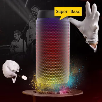 

Portable Colorful LED Light High Power Bluetooth Speaker Outdoor Waterproof Subwoofer Stereo Mobile Phone TF Card Reader Smart