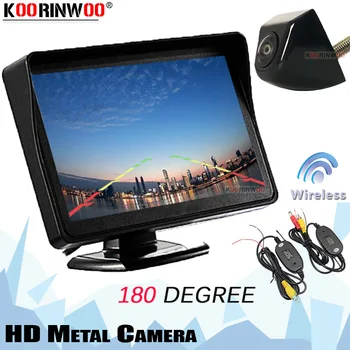 

Koorinwoo HD Wireless Parking System Vide 4.3 Inch LCD Monitor Mirror 180 Wide Angle Accessories Car Rear View Camera Backlight