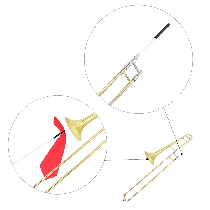 Trombone Steel Cleaning Rod Stick Plastic Handle Brass Instrument Accessory Part