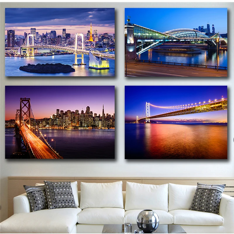 New York City Brooklyn Bridge Building Canvas Painting Posters and Prints Thames Scandinavian Wall Art Home Decoration | Дом и сад