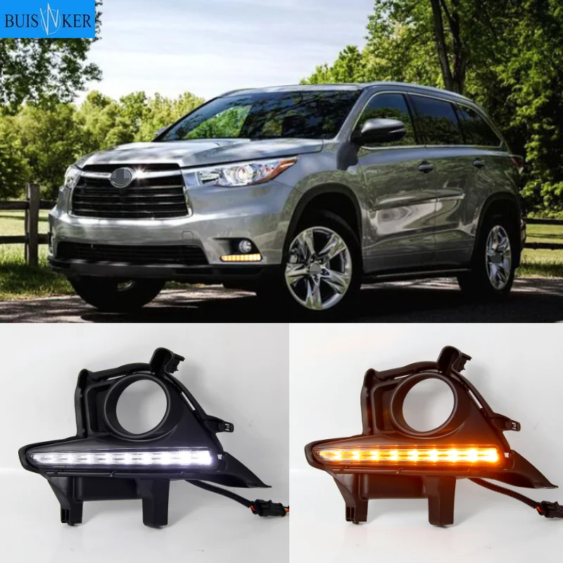 

DRL для Toyota Highlander 2014, 2015, 2016, дневные ходовые огни, противотуманная фара, 12 В, дневной свет, Стайлинг автомобиля